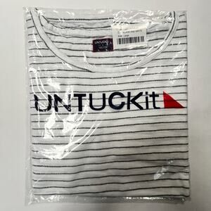 UNTUCKit Womens Leoville Black White Striped Pullover LS T-Shirt Size Large NWOT
